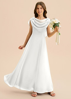 Azazie Lambie Junior Linia A Pofałdowany Szyfon Długość podłogi Młodsza druhna Sukienka image3