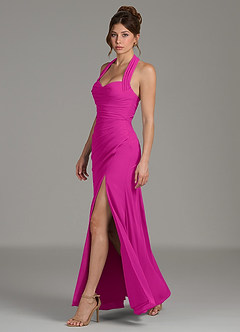 Azazie Destiny Vestidos de damas de honor Vestido de Fucsia de Gasa de Corte Sirena con Escote de Corazón image5