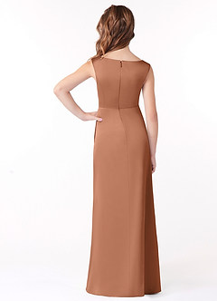 Azazie Sadia Junior Bronzer A-Line Pleated Stretch Satin Dress image3
