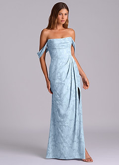 Azazie Johana 신부 들러리 드레스 인어 오프 더 숄더 플로럴 번아웃 바닥 길이 드레스 image5