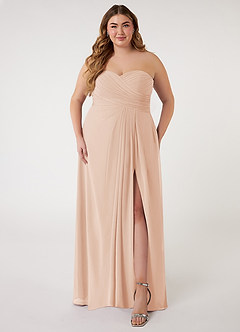 Azazie Arabella Allure Robes de demoiselle d'honneur Robe Trapèze Convertible en Mousseline de soie Encolure en Forme de Cœur Rose Perle image12