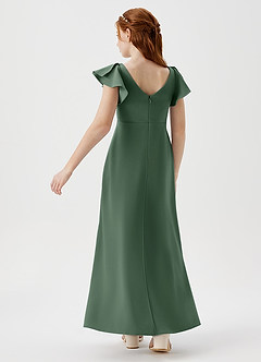 Azazie Omari Junior Eucalyptus A-Line Pleated Stretch Crepe Dress image5
