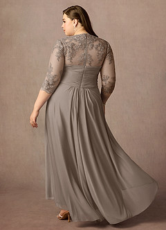 Azazie Anne Mother of the Bride Dresses Taupe Sheath Sweetheart Sequins Lace Dress image16