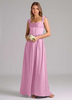 Azazie Hattie Bridesmaid Dresses Candy Pink A-Line Corset Stretch Satin Dress image1