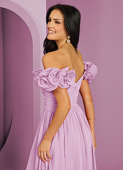 Barbie ♥ Azazie Jurken voor bruidsmeisjes Converteerbaar Jurk van Chiffon met A-Lijn Off the Shoulder Snoep Roze image20