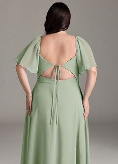 Azazie Chloe Bridesmaid Dresses Dusty Sage A-Line Sweetheart Neckline Chiffon Dress image13
