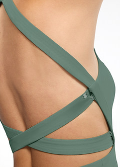 Azazie Clarice Bridesmaid Dresses Sea Moss A-Line Halter Chiffon Dress image7