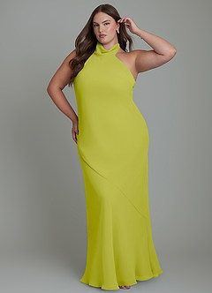 Azazie Velli Bridesmaid Dresses Lemongrass Mermaid High Neck Chiffon Dress image10