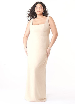 Azazie Flori Abiti da Damigella Abito Tubino in Chiffon Scollo Quadrato Alabastro Bianco image9