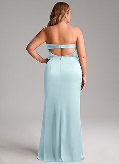 Azazie Leonis Bridesmaid Dresses Cloud Blue Mermaid Pleated Stretch Satin Convertible Dress image9