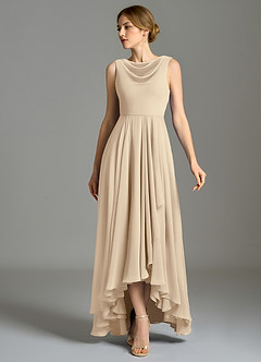 Azazie Wonderland Bridesmaid Dresses Champagne A-Line Pleated Chiffon Dress image5