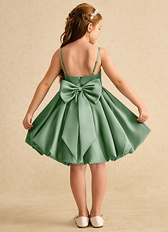 Azazie Davine Flower Girl Dresses Matcha A-Line Spaghetti Strap Matte Satin Dress image1