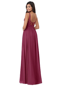 Azazie Robbie Final Sale Mulberry A-Line Lace Chiffon Dress image2