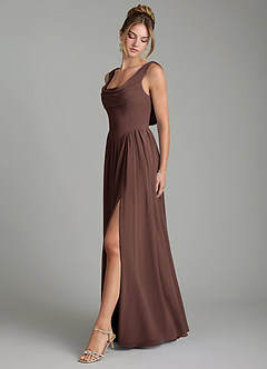 Azazie Novi Brautjungfernkleider A-Linie Plissee Chiffon Kleid Ganache image4
