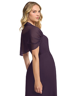 Azazie Zia Vestidos de damas de honor Vestido de Ciruela de Gasa de Corte Recto Convertible con Corte Lateral image6