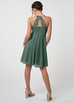 Azazie Ginny Junior Sea Moss A-Line Pleated Chiffon Dress image2