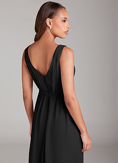 Azazie Tanicia Bridesmaid Dresses Black A-Line Pleated Chiffon Dress image6