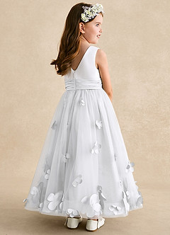 Azazie Vi Flower Girl Dresses White A-Line Sleeveless Tulle Dress image4