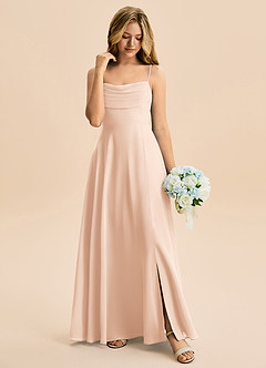 Azazie Bear Junior English Rose A-Line Pleated Chiffon Dress image3