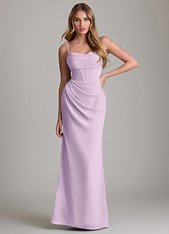 Azazie Mai Bridesmaid Dresses Frosted Lilac Sheath Pleated Chiffon Dress image1