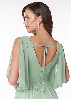 Azazie Temeka Abiti da Damigella Abito A-Line in Chiffon Increspato Agave image5