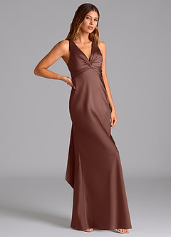 Azazie Hati Bridesmaid Dresses Espresso Mermaid Stretch Satin Dress image1