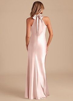 Azazie Doretta Bridesmaid Dresses Blushing Pink Mermaid Bow Metallic Satin Dress image6