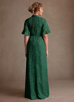 Azazie Hypatia 신부의 어머니 드레스 쉬스 주름진 플로럴 번아웃 플로어 길이 드레스 image3