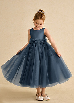 Azazie Lux Flower Girl Dresses Neptune A-Line Beaded Tulle Dress image3