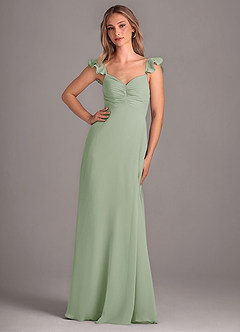 Azazie Kaylyn Abiti da Damigella Abito A-Line in Chiffon Increspato Verde Salvia image1