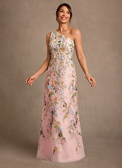 Azazie Bertie Mother of the Bride Dresses Powder Pink A-Line Lace Dress image4