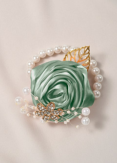 Matching Color Bridesmaids Wrist Corsage with Pearl Bracelet