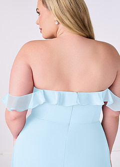 Barbie ♥ Azazie Bridesmaid Dresses Sky Blue A-Line Off the Shoulder Chiffon Convertible Dress image11