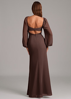 Azazie Brixley Bridesmaid Dresses Ganache Mermaid Long Sleeve Chiffon Dress image2