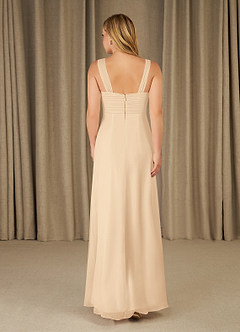 Azazie Weisz Mother of the Bride Dresses Sand A-Line Square Neckline Pleated Chiffon Dress image6