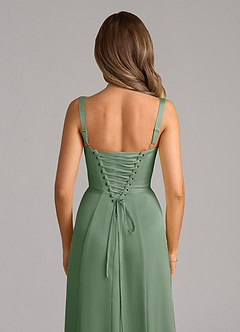 Azazie Amaris Brautjungfernkleider A-Linie Korsett Stretch-Satin Kleid Matcha image6