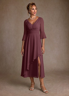 Azazie Aerynne Mother of the Bride Dresses Sangria A-Line Pleated Chiffon Dress image4