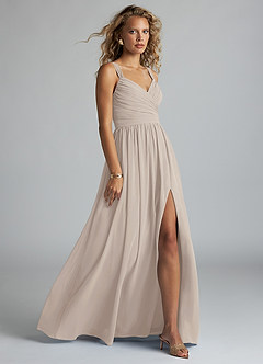 Azazie Aziza Bridesmaid Dresses Frost A-Line V-Neck Pleated Chiffon Dress image3