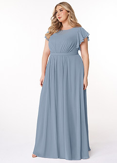Azazie Daphne Modest Bridesmaid Dresses A-Line Ruffled Chiffon Floor-Length Dress image8