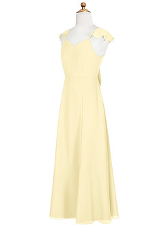 Azazie Everett Junior Linia A Szyfon Długość podłogi Młodsza druhna Sukienka image10