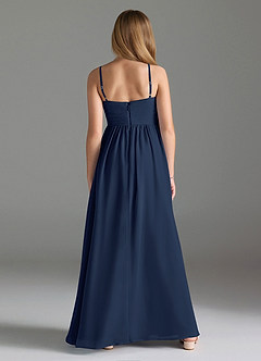 Azazie Alia Junior Vestido de Azul Marino Oscuro de Gasa de Corte en A con Plisado image2