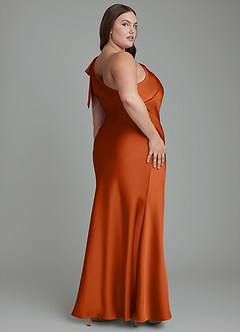 Azazie Yuanna Bridesmaid Dresses Burnt Orange Mermaid One Shoulder Stretch Satin Dress image9