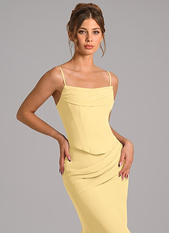 Azazie Sorrel Bridesmaid Dresses Butter Mermaid Corset Chiffon Dress image8