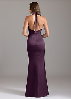 Azazie Valerie Bridesmaid Dresses Plum Mermaid Pleated Stretch Satin Dress image2