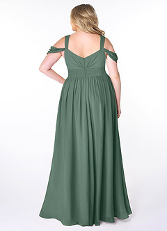 Azazie Lianne Bridesmaid Dresses Sea Moss A-Line Off the Shoulder Chiffon Dress image8