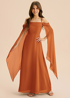 Azazie Moana Junior Klä av A-Line i Chiffong Plisserad image3