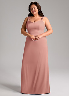 Azazie Denice Bridesmaid Dresses Rosette Sheath Pleated Stretch Satin Dress image6