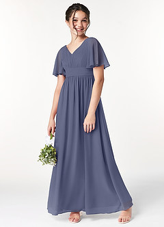 Azazie Temeka Junior Stormy A-Line Pleated Chiffon Dress image1