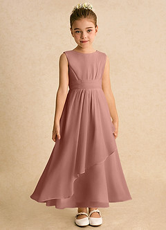 Azazie Edelweiss Flower Girl Dresses Cedar Rose A-Line Pleated Chiffon Dress image4