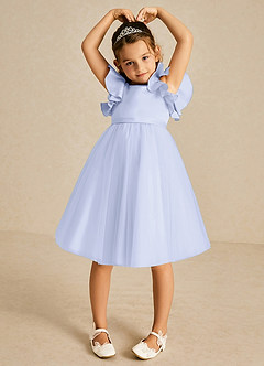 Azazie Kaeya Flower Girl Dresses Lavender A-Line Bow Tulle Dress image3